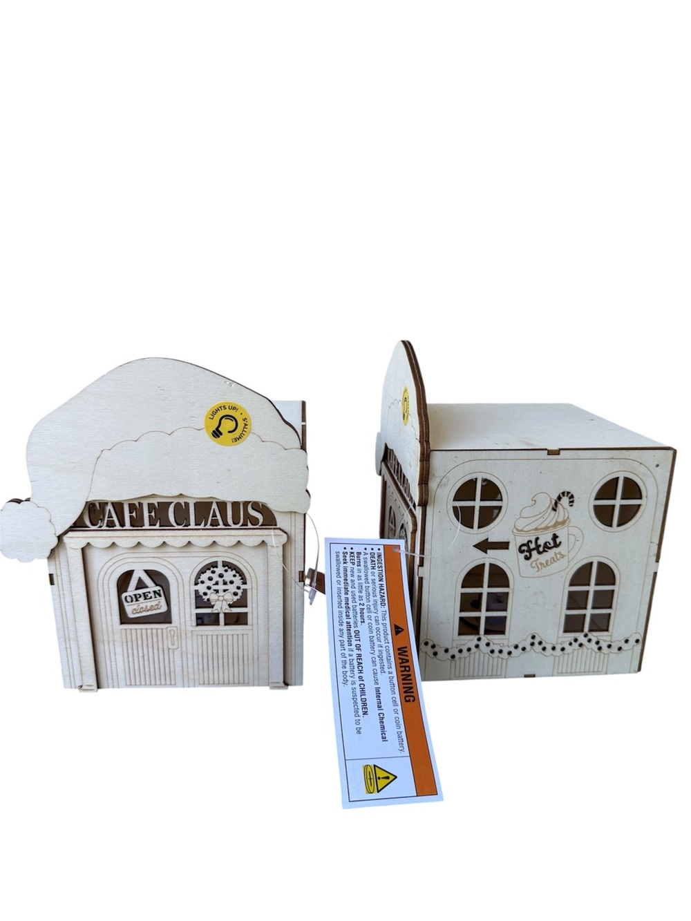 Make Market 3D Wood LED Christmas Village Set - Cafe Claus Storefronts